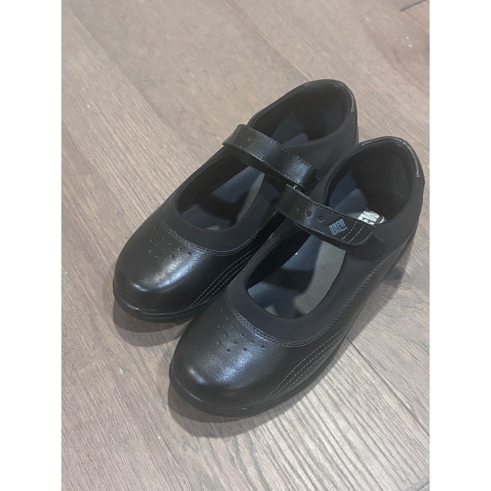 Women's Drew Rose Black Leather Stretch Mary Jane Shoes Size 10 WW